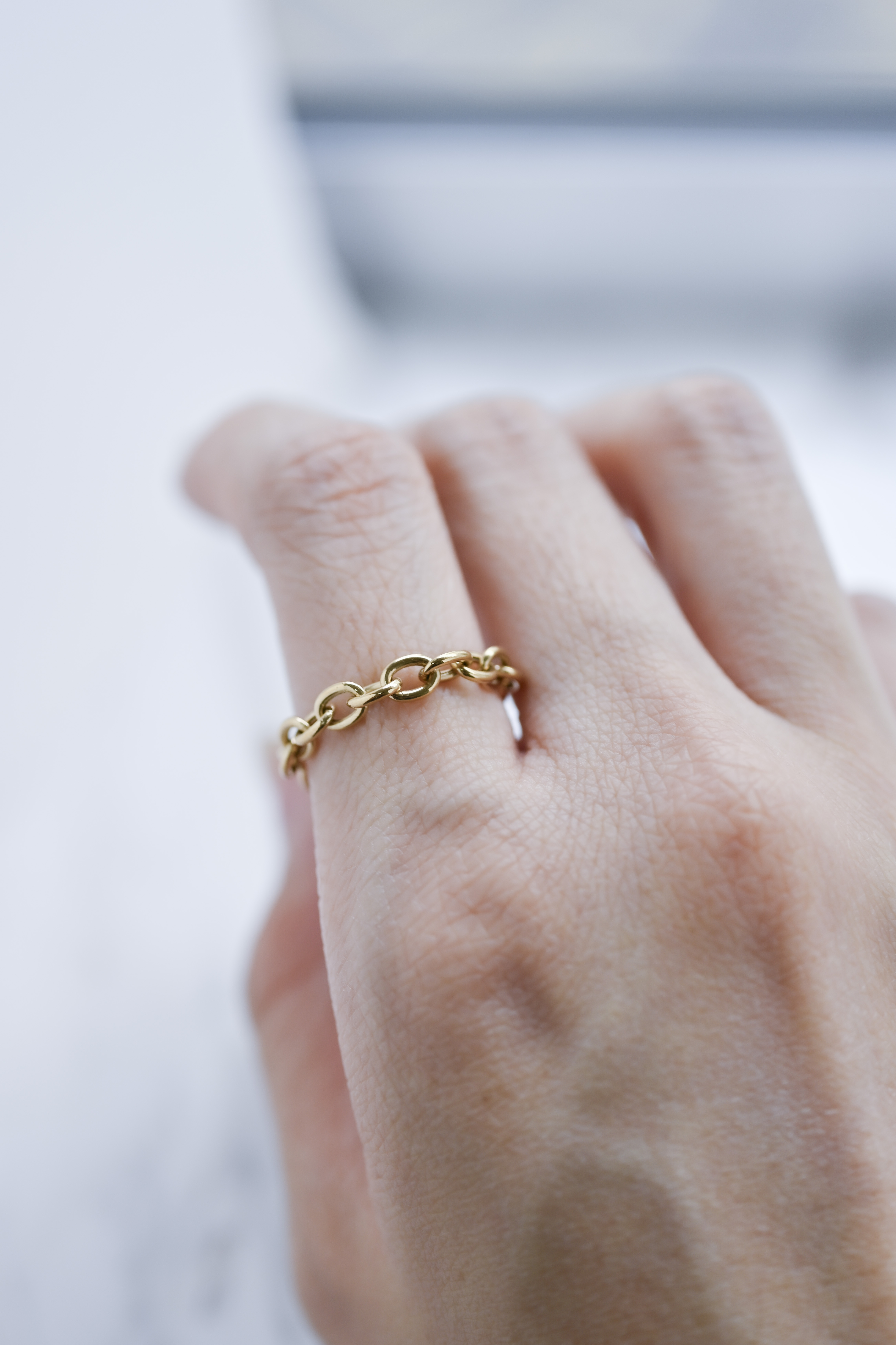 18K Cool Block Chain Ring