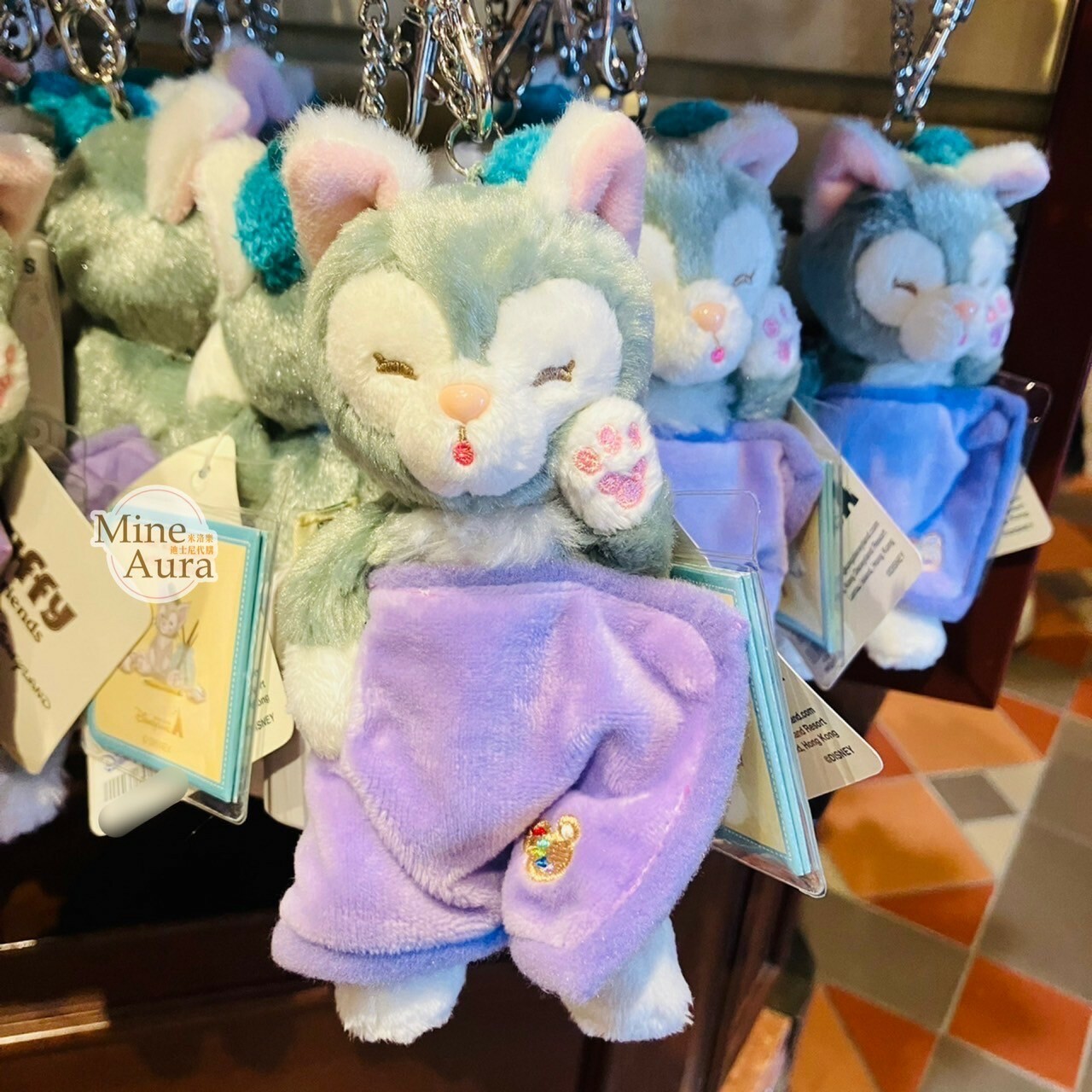 (現貨) 甜睡 Duffy's Sweet Dreams 傑拉托尼 畫家貓 Gelatoni 睡顏 絨毛 吊飾 鑰匙圈 -香港迪士尼樂園