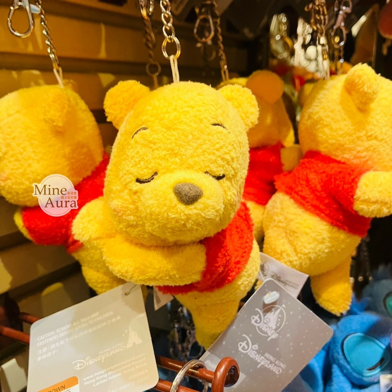 小熊維尼 Winnie the Pooh 趴趴睡顏 睡姿 趴姿 絨毛 鑰匙圈 吊飾 -香港迪士尼樂園