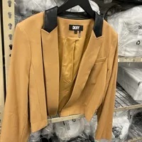 [S] DKNY CROPPED TAILORED JACKET,PECAN, P3GC6Q96-PEC (SD807)