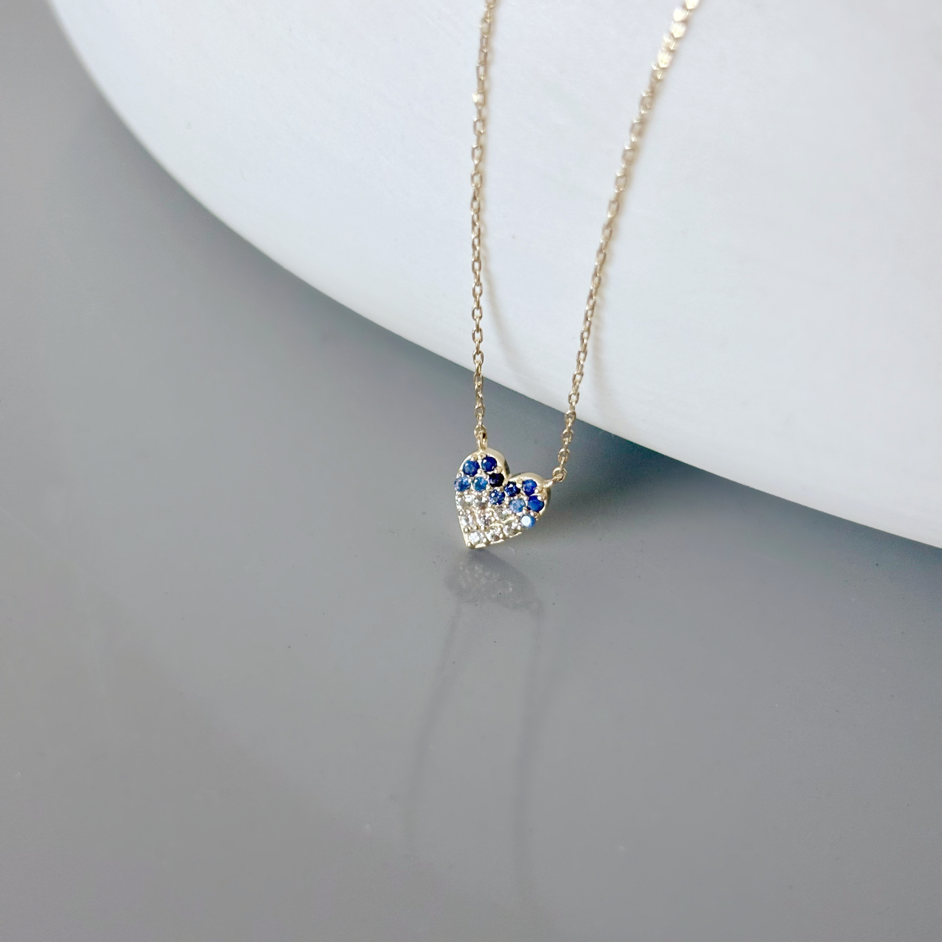 14k漸層藍寶石愛心項鍊