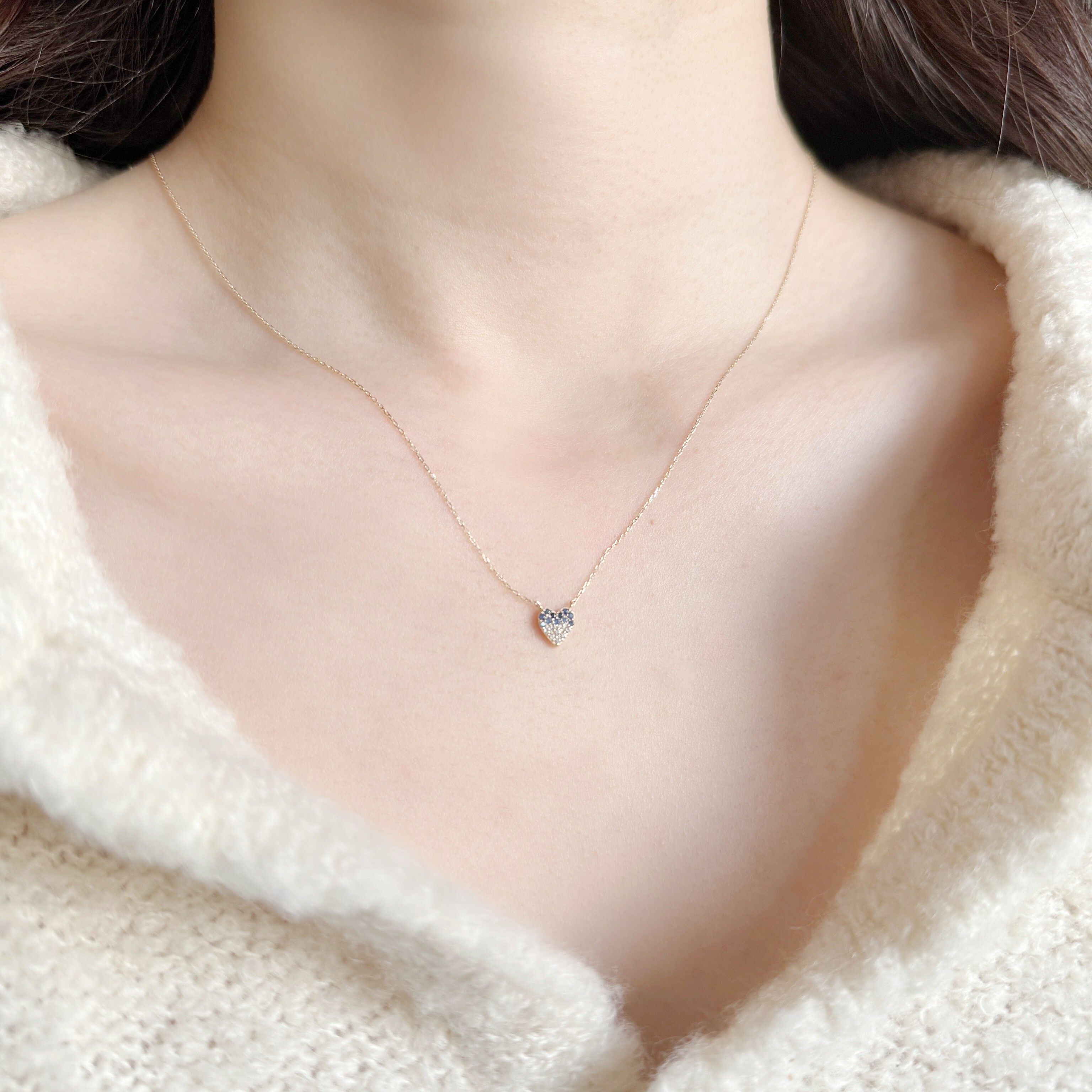 14k漸層藍寶石愛心項鍊