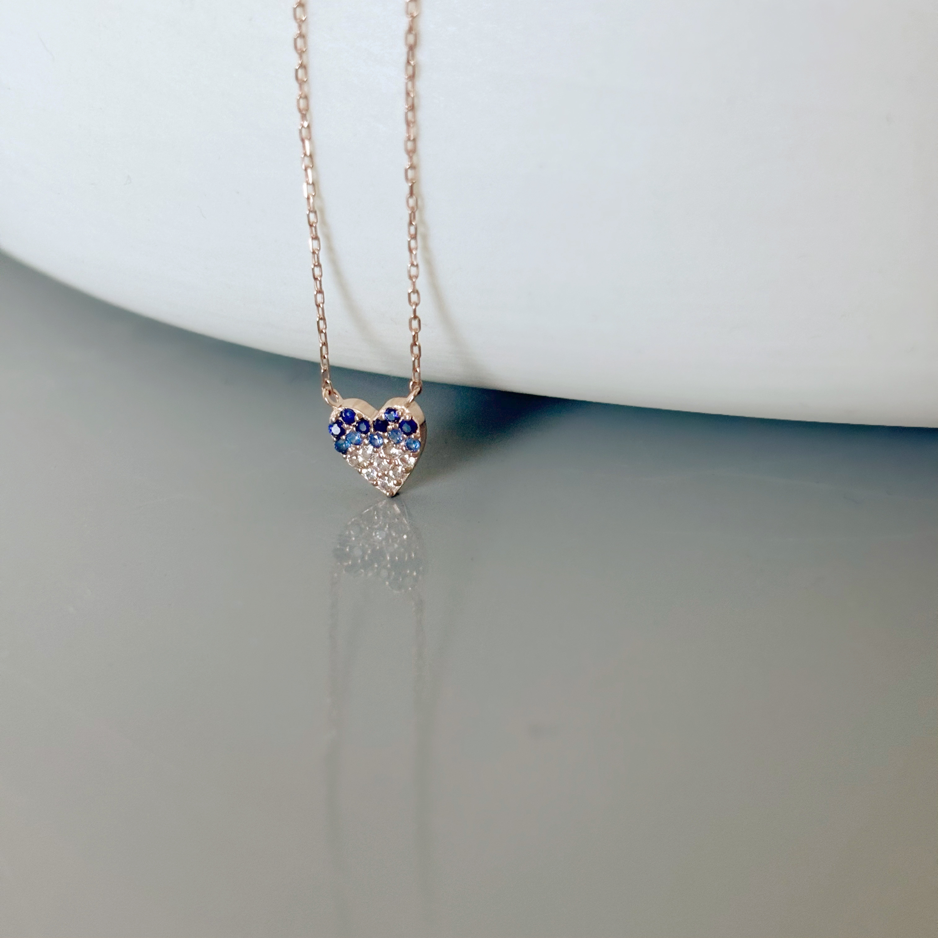 14k漸層藍寶石愛心項鍊
