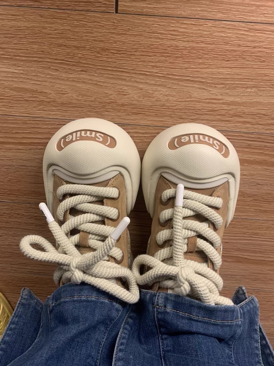 Ouder (Smile) 開口笑 圓頭厚底 淺棕 美拉德色 毛絨 雪靴 低筒 帆布鞋 新銳設計師品牌