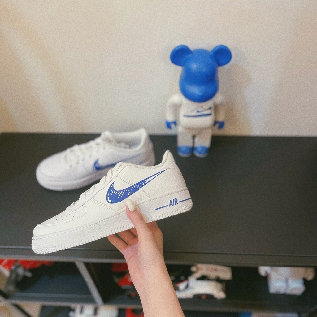 Nike Air Force 1 白藍 素描 塗鴉 手繪 AF1 白色 DM3177-102