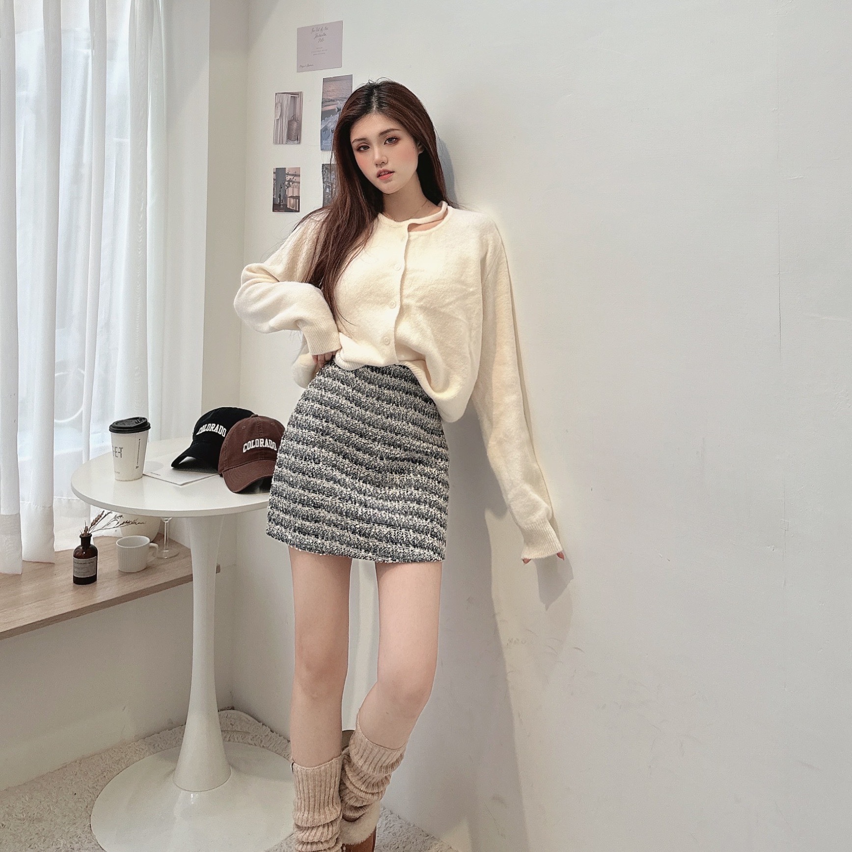 造型領口開衫毛衣/二色