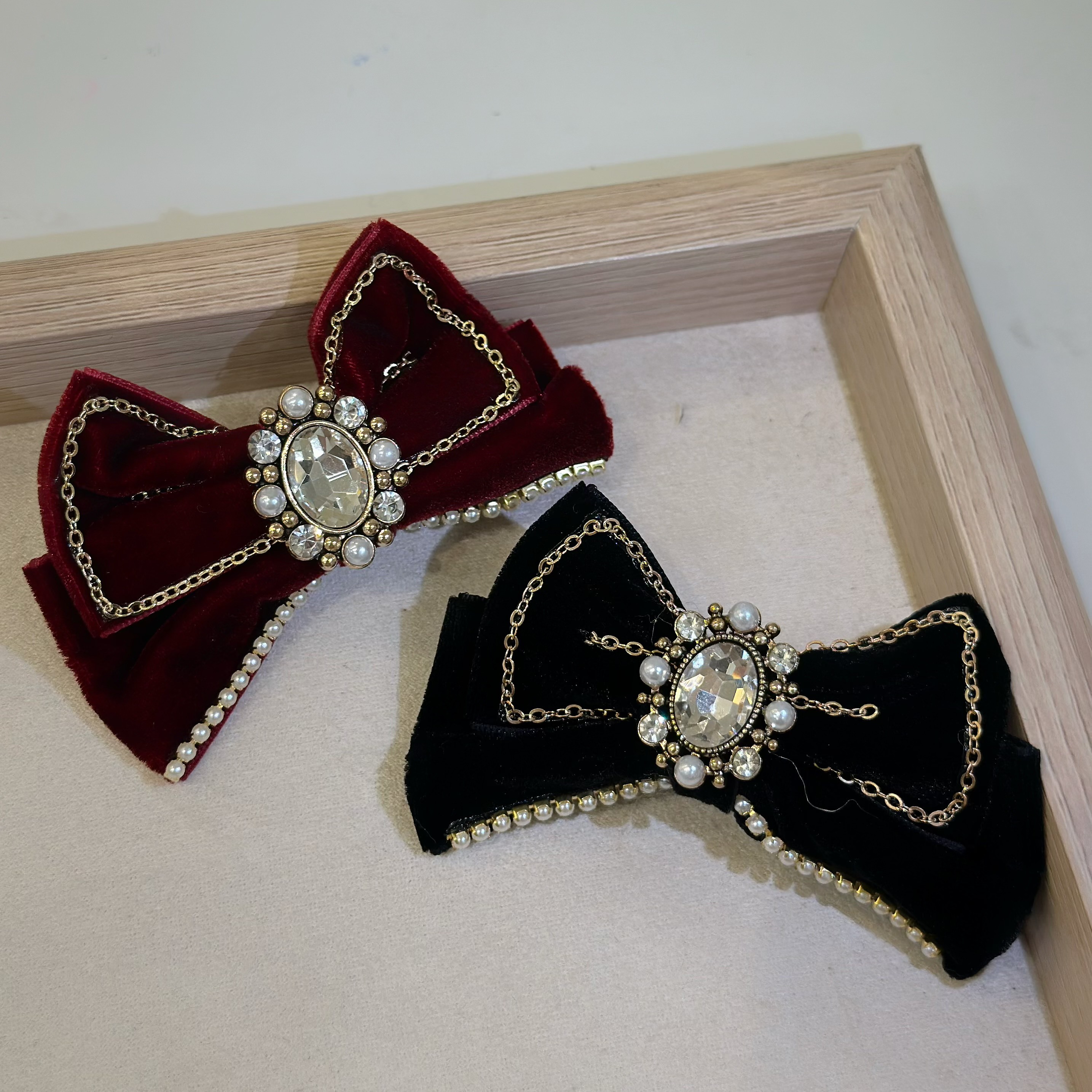 B26珍珠鋯石蝴蝶結壓夾（一隻）