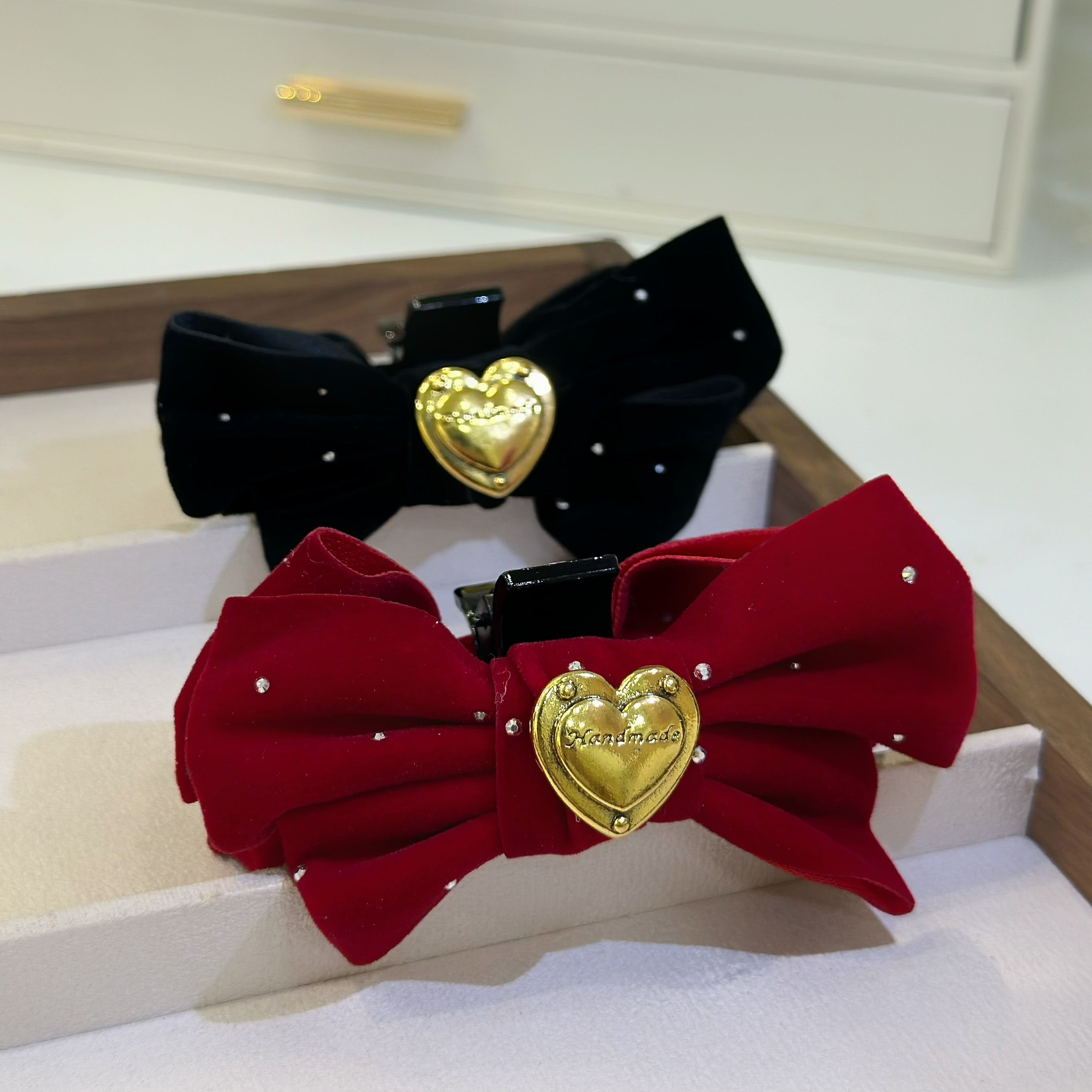 B28小鑽蝴蝶結愛心半頭夾（單支）