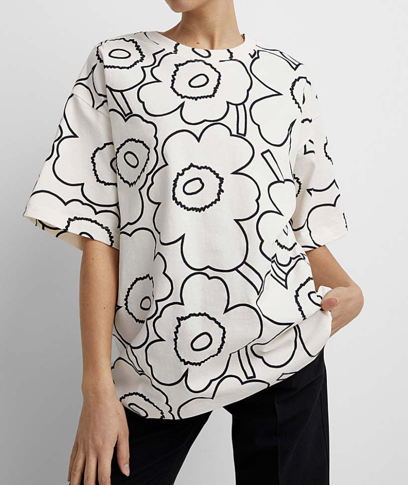 代購現貨 | Marimekko 黑線通花unikko 短袖 Tshirt| Nopeus Pieni Piirto Unikko T-shirt