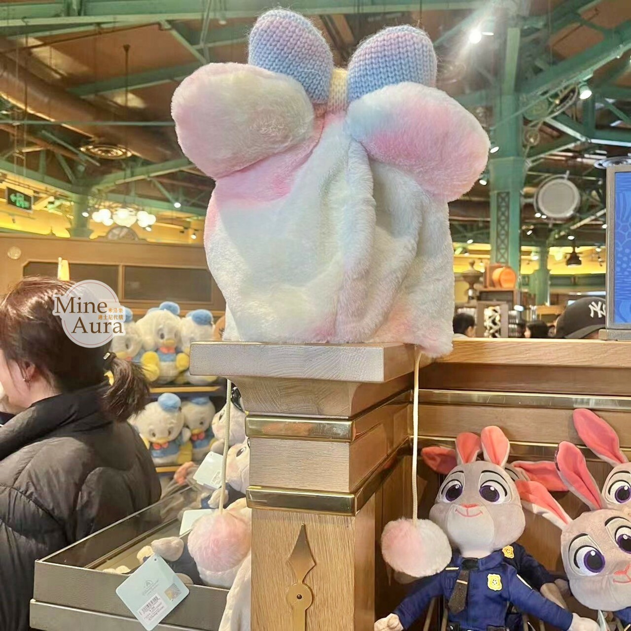 (限時特價) 米奇 Mickey 馬卡龍 渲染漸層 絨毛 蝴蝶結 立體造型 帽子 -上海迪士尼樂園