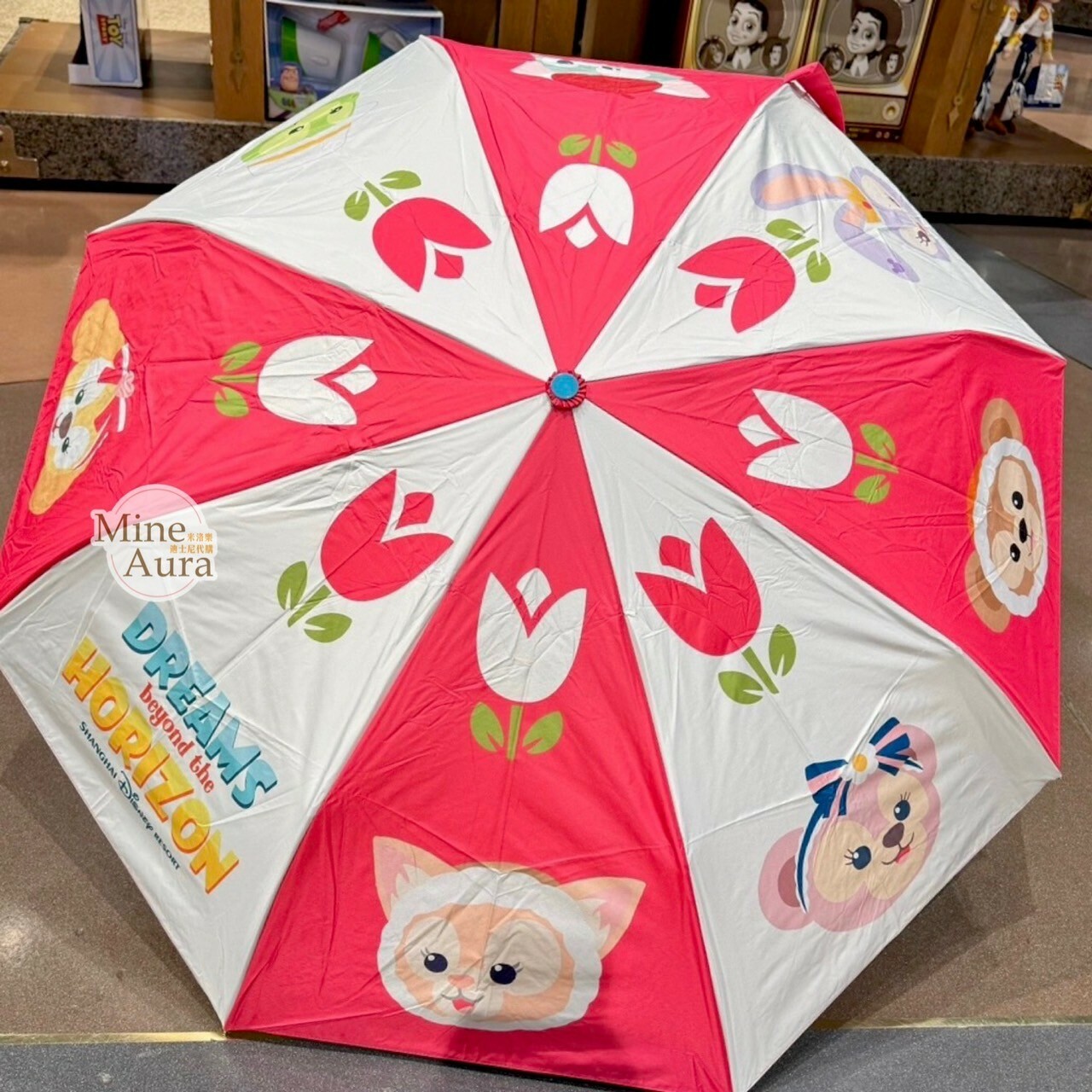 (限時特價) 小小夢想家 DREAMS beyond the HORIZON 達菲 Duffy 拼色大頭圖案 折疊傘 D&F系列 -上海迪士尼樂園