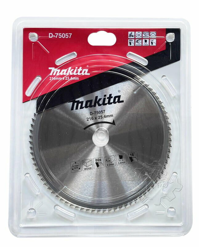 中崙五金【附發票】Makita 牧田D-75057 鎢鋼圓鋸片216mm*25.4mm 80T 木材圓鋸