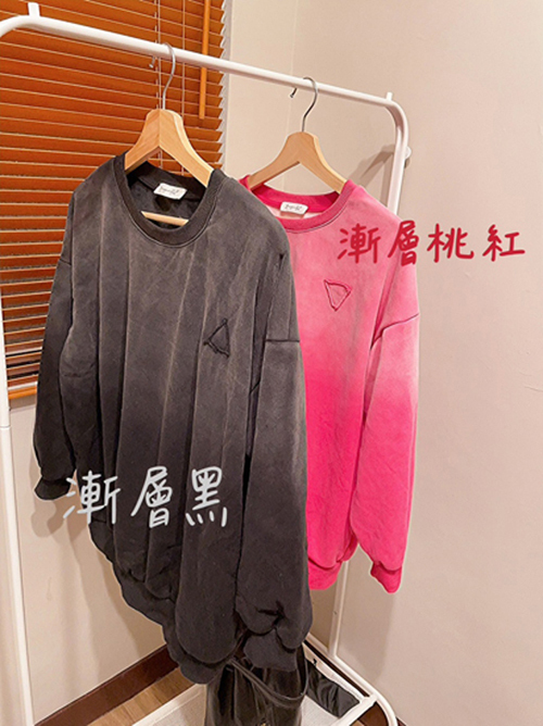 漸層超美復古水洗感內絨毛柔軟上衣-兩色