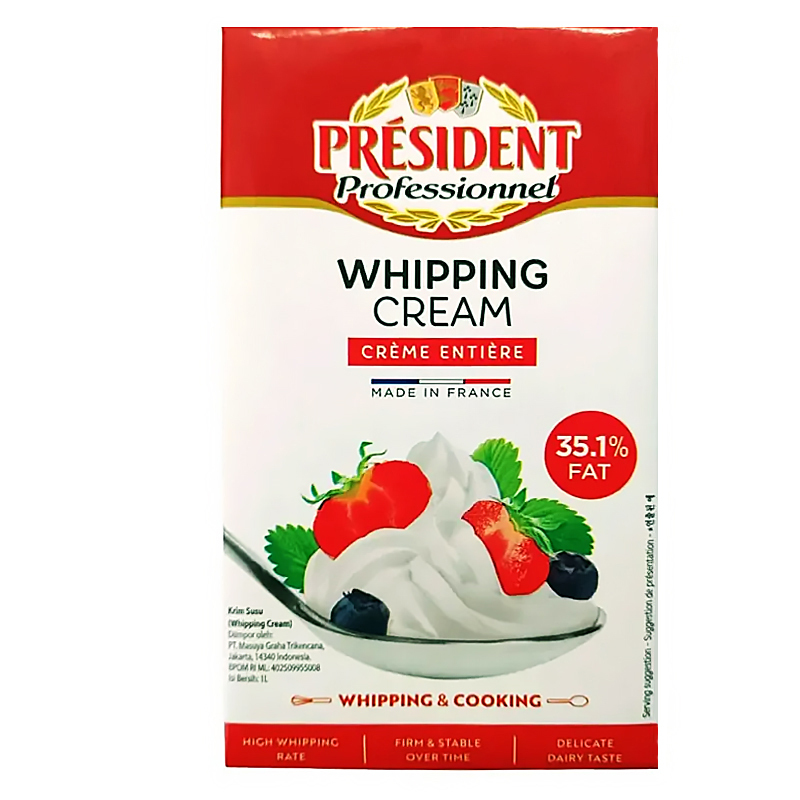 法國總統牌 UHT 攪用忌廉 France UHT Whipping Cream  (35.1% fat)  6 x 1公升/盒 /箱