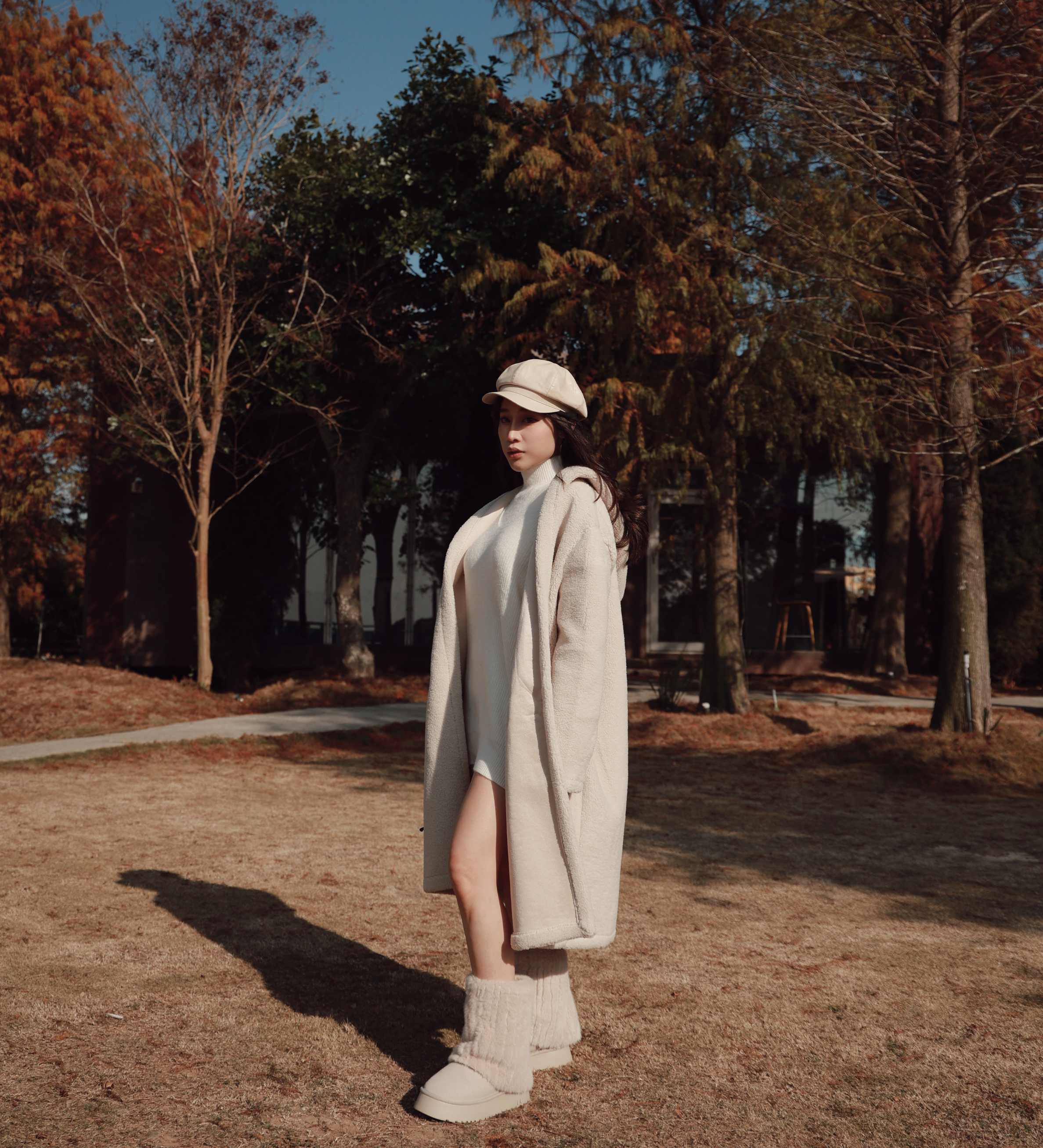 保暖高質感羊羔毛長版連帽外套-2色 保暖外套 麂皮外套 羊羔毛外套