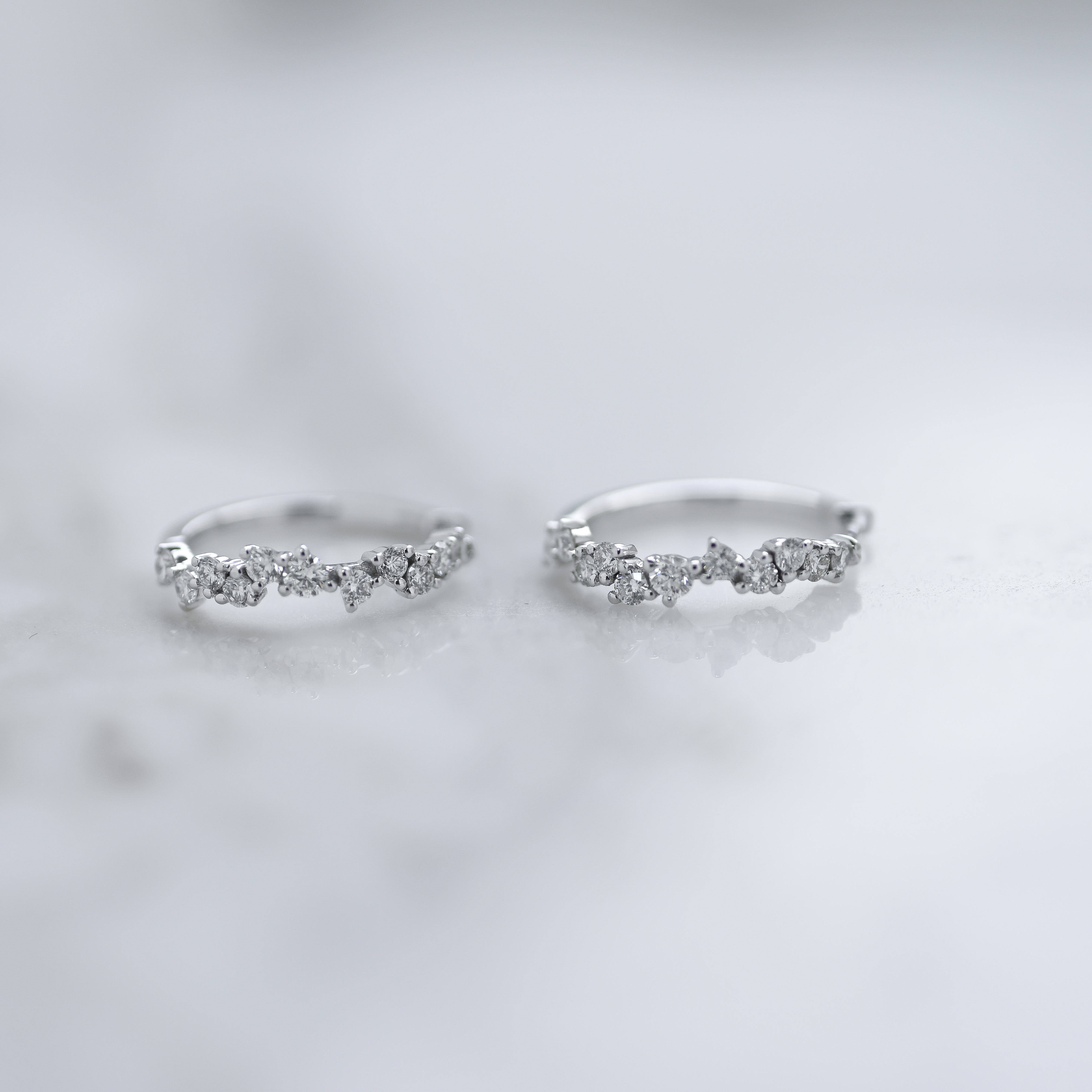 18K Irregular Diamond Earring Hoop