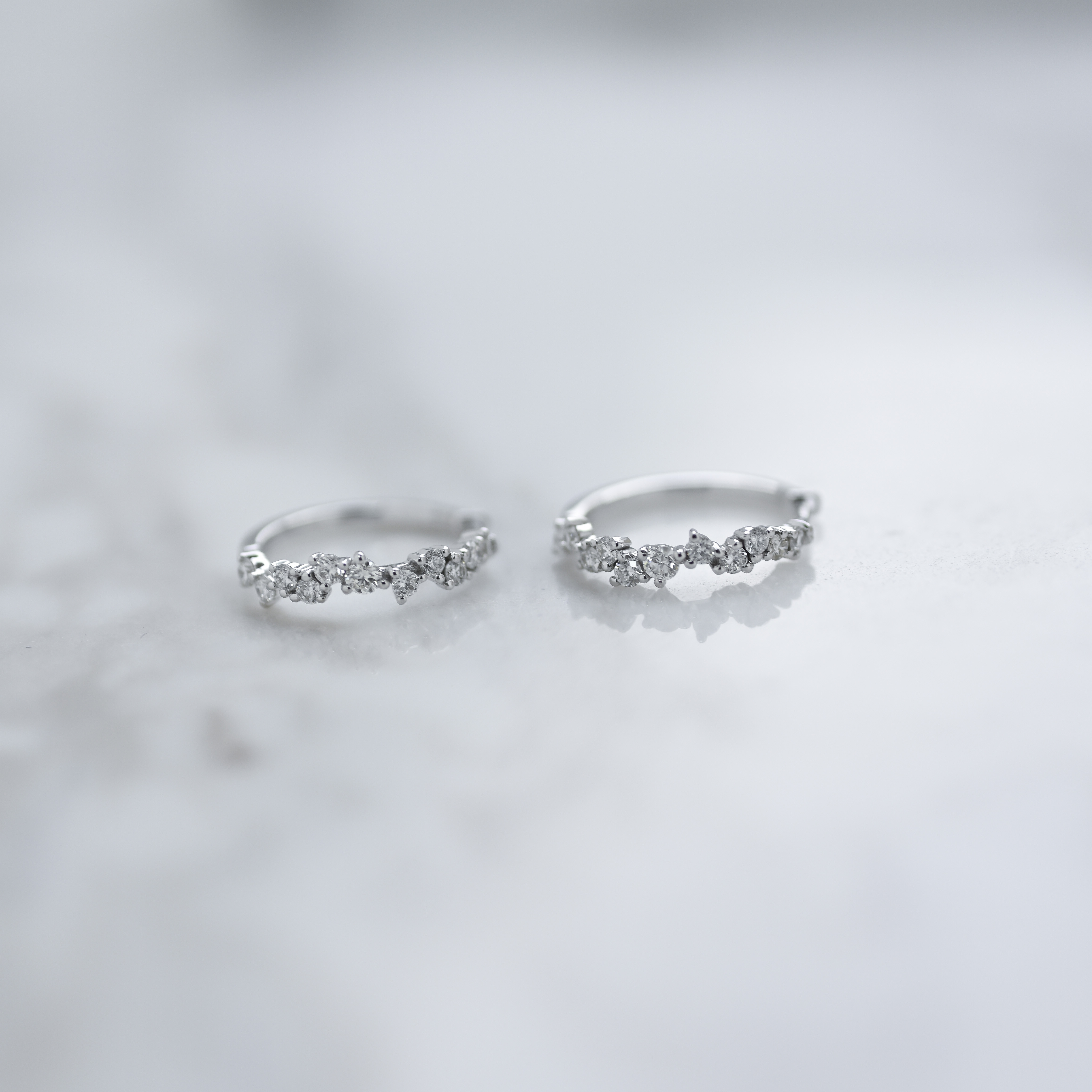 18K Irregular Diamond Earring Hoop