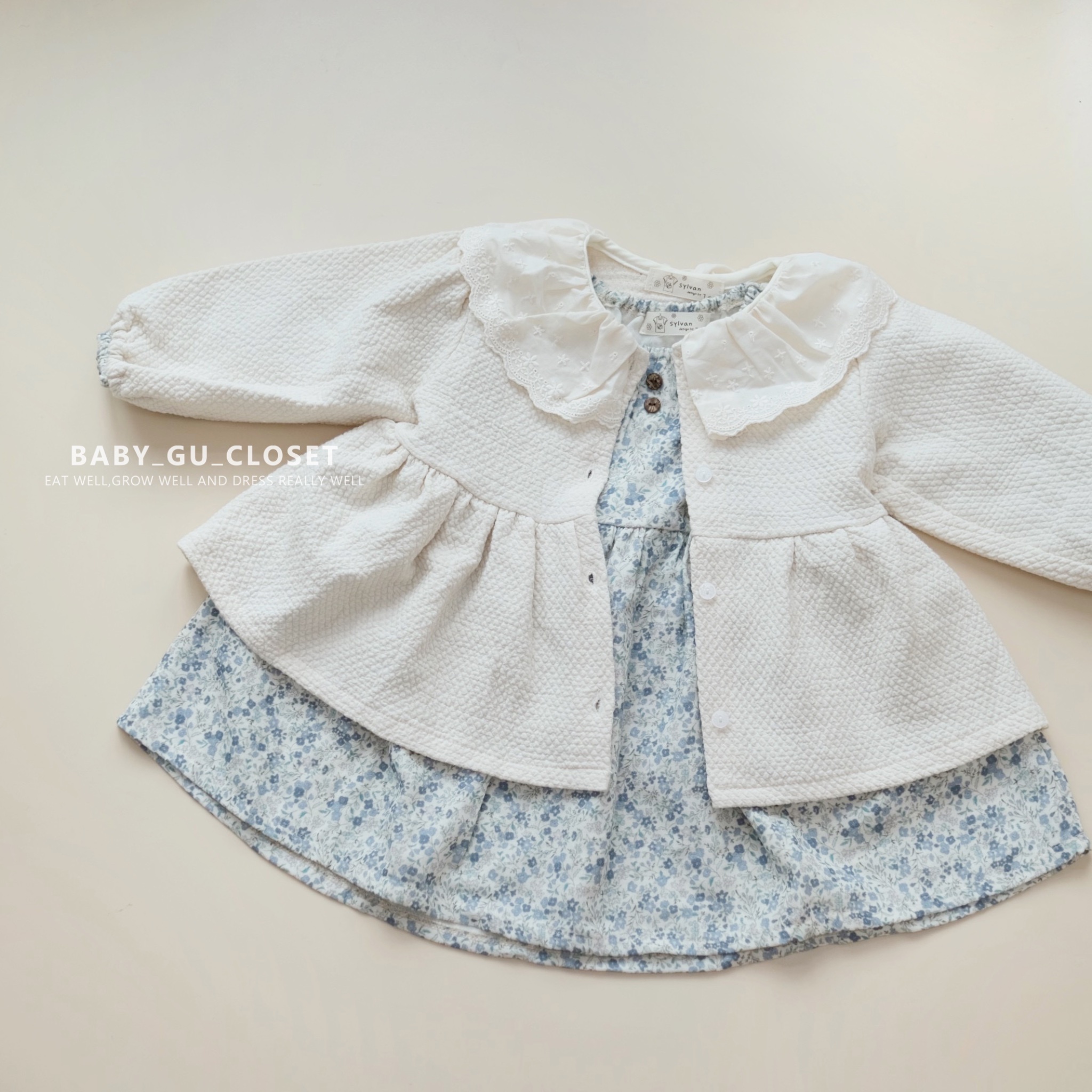 蕾絲領粒粒綿長袖外套