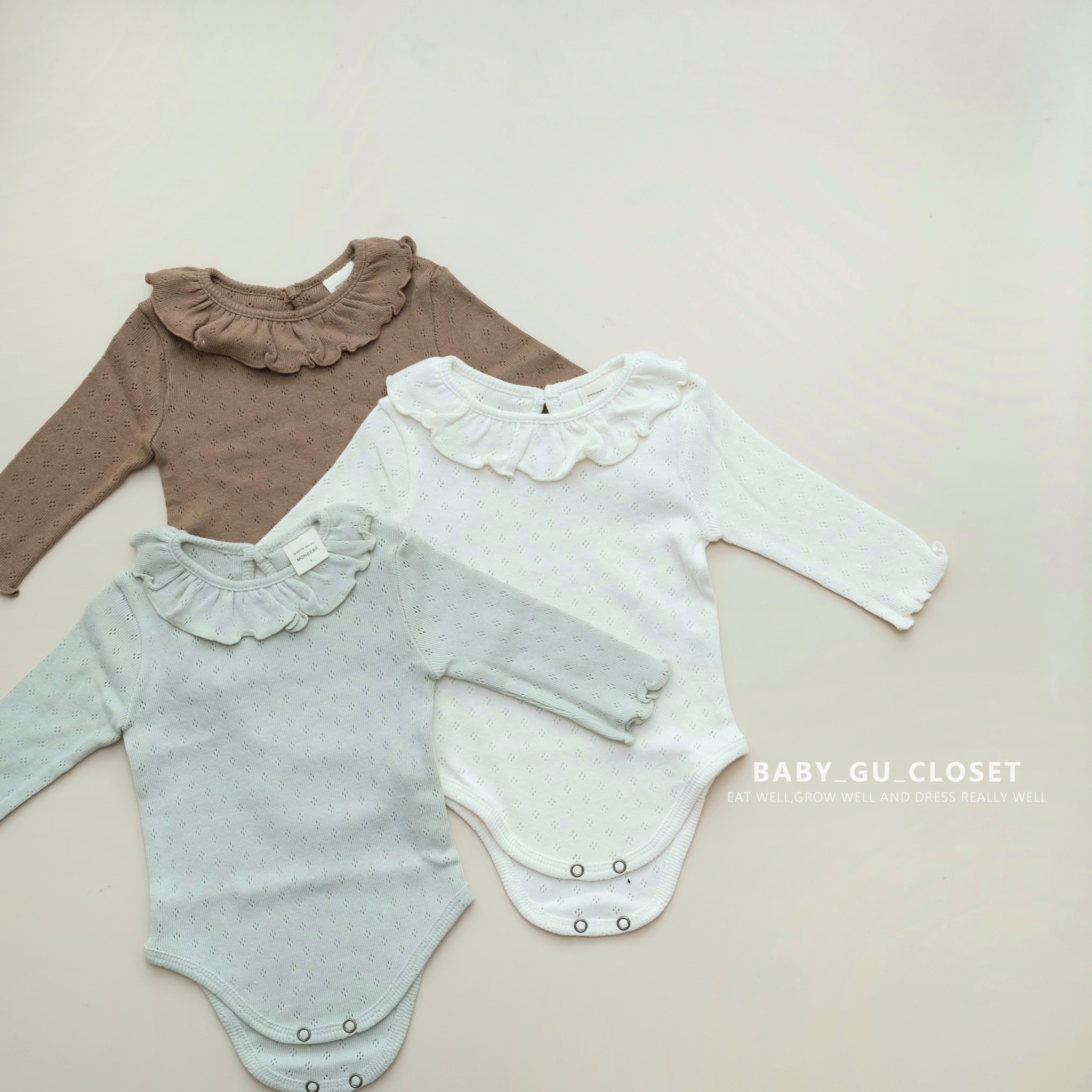 波浪邊長袖包屁衫