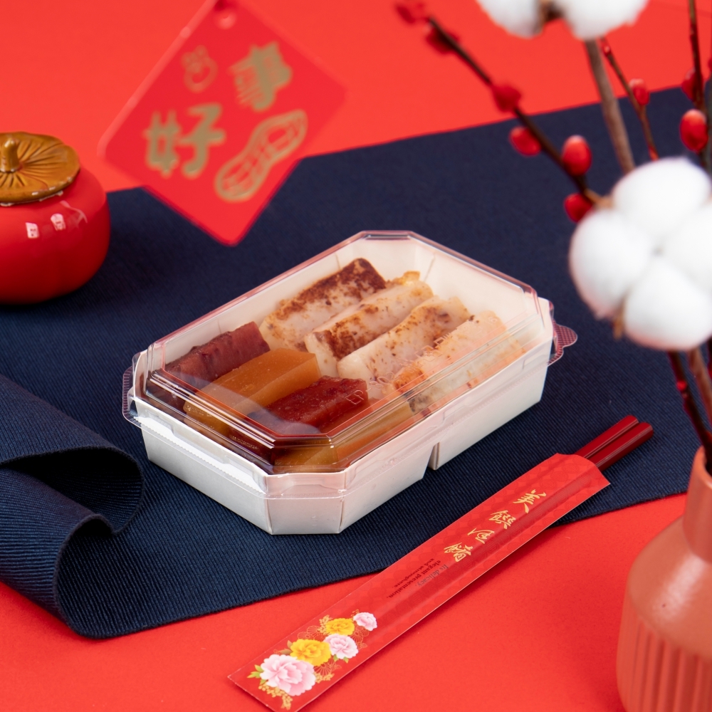 紙八角餐盒-白色 二分格 850ml