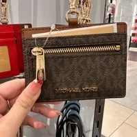 [S] MICHAEL KORS 35H3GTVD3B JET SET TRAVEL EW CARD CASE ID LANYARD,BROWN, 196237274137 (SMK772)