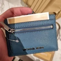 [S] MICHAEL KORS 35S3STVD3L JET SET TRAVEL EW CRD CS ID LANYARD LEATHER,TEAL, 196237292322 (SMK774)