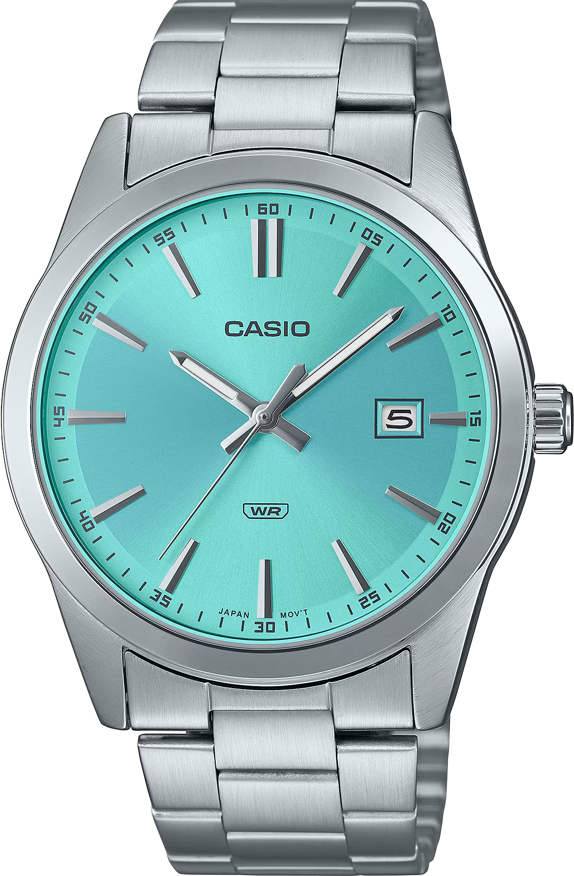 萬年鐘錶 - CASIO 卡西歐  綠色錶盤經典款指針不鏽鋼 男錶  MTP-VD03D-2A3  錶徑41MM