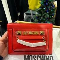 [S] LOVE MOSCHINO JC4247PP0DKC0500 METAL LOGO WITH CHAIN POUCH,RED, 8051042674331 (SLM238)