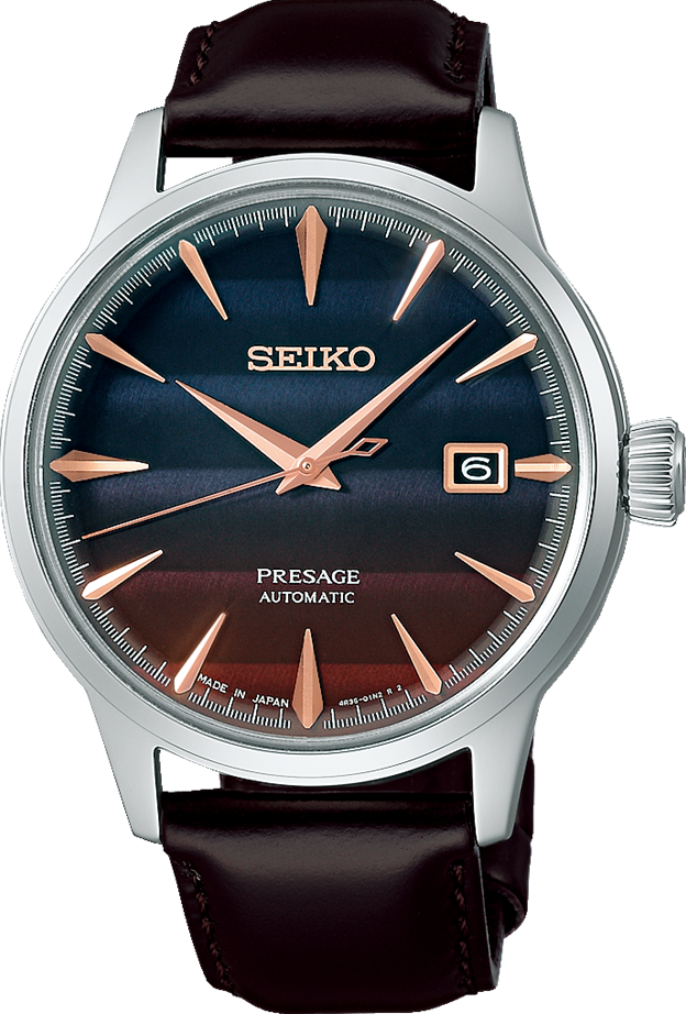 萬年鐘錶 - SEIKO Presage   STAR BAR  東京銀座美麗夕陽限定款 夕陽光暈雞尾酒機械錶  SRPK75J1 / 4R35-06F0P 錶徑40.5MM