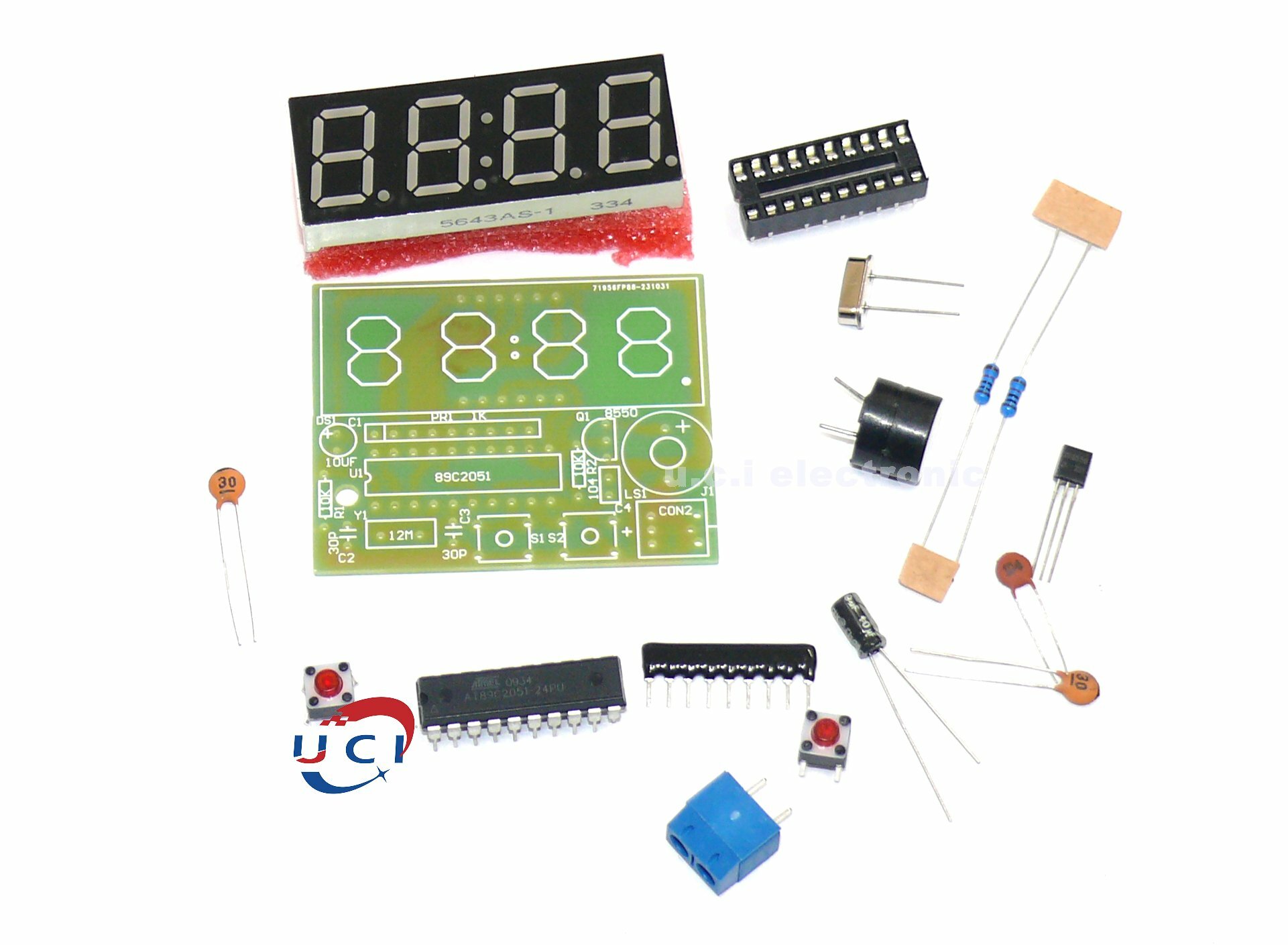 【UCI電子】(Y-2) DIY 4位電子鐘 單片機四位元數位鐘DIY電子製作套件c51 4位元數位電子鐘