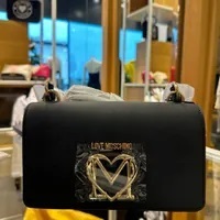 [S] LOVE MOSCHINO JC4377PP0EKL0000 LOGO METAL HEART M SHOULDER BAG,BLACK, 8054400328785 (SLM242)