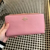 [S] COACH C4451 PEBBLED LEATHER LONG ZIP AROUND WALLET,IM/TRUE PINK, 196395197699 (SCO648)