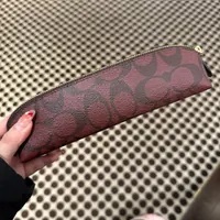 [S] COACH C6333 SIGNATURE LEATHER PENCIL CASE,IM/OXBLOOD MULTI, 196395082780 (SCO650)