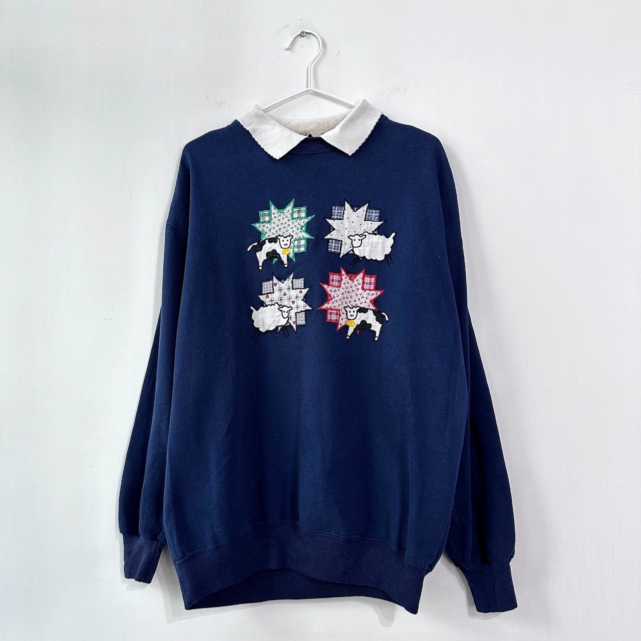 可愛乳牛及綿羊古著衛衣