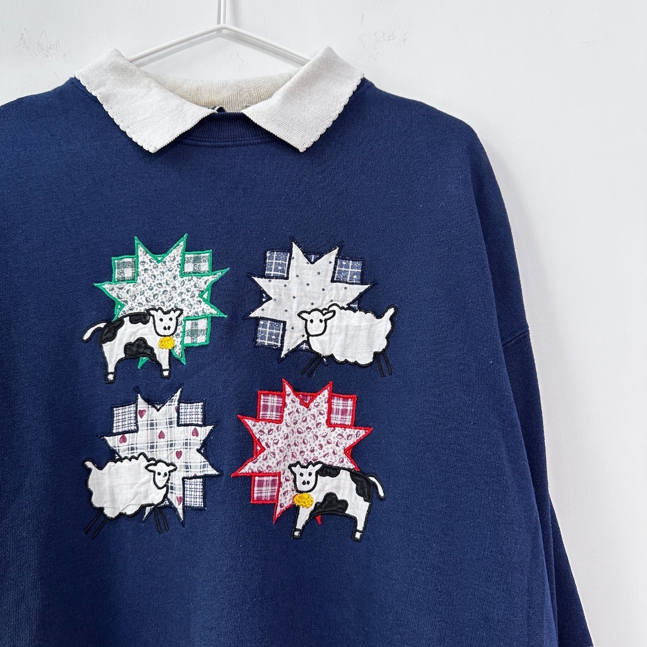 可愛乳牛及綿羊古著衛衣