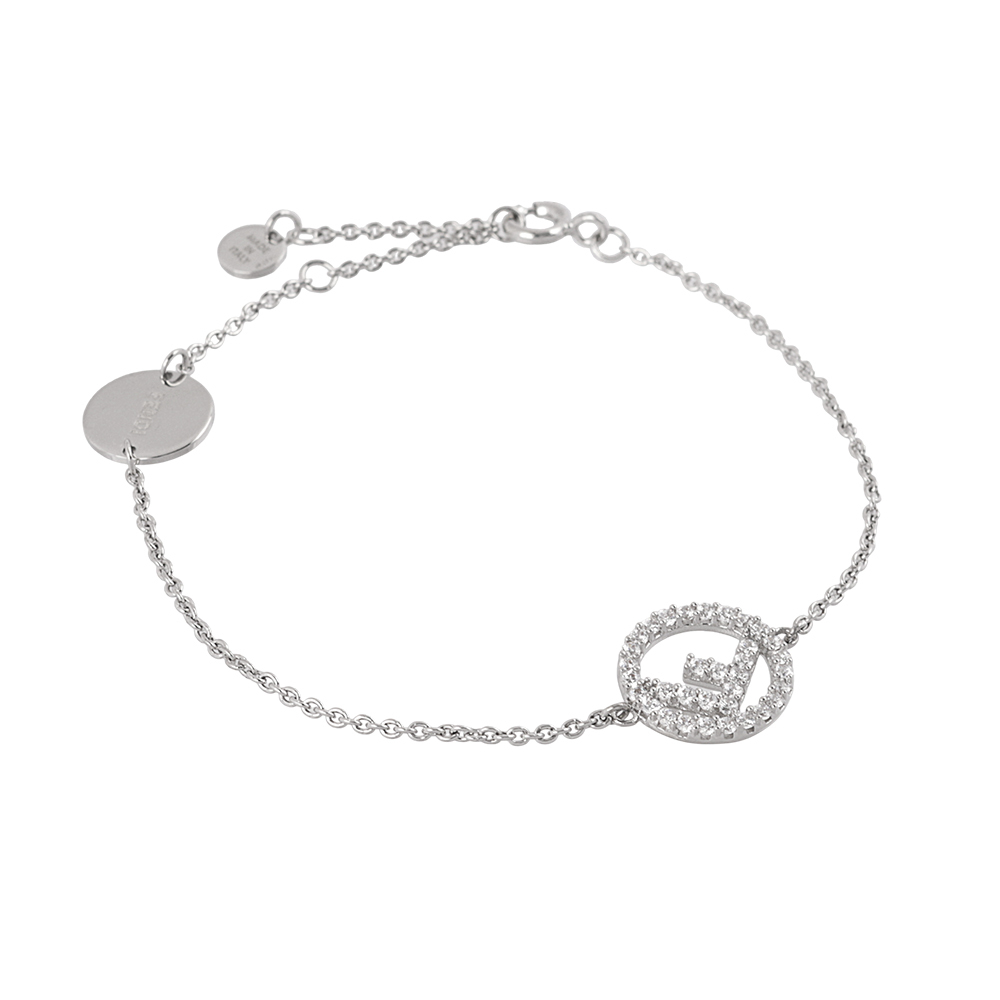 【FENDI】F Is Fendi 水鑽圓形標誌手鍊(銀色) 8AG7616DM F0GGH