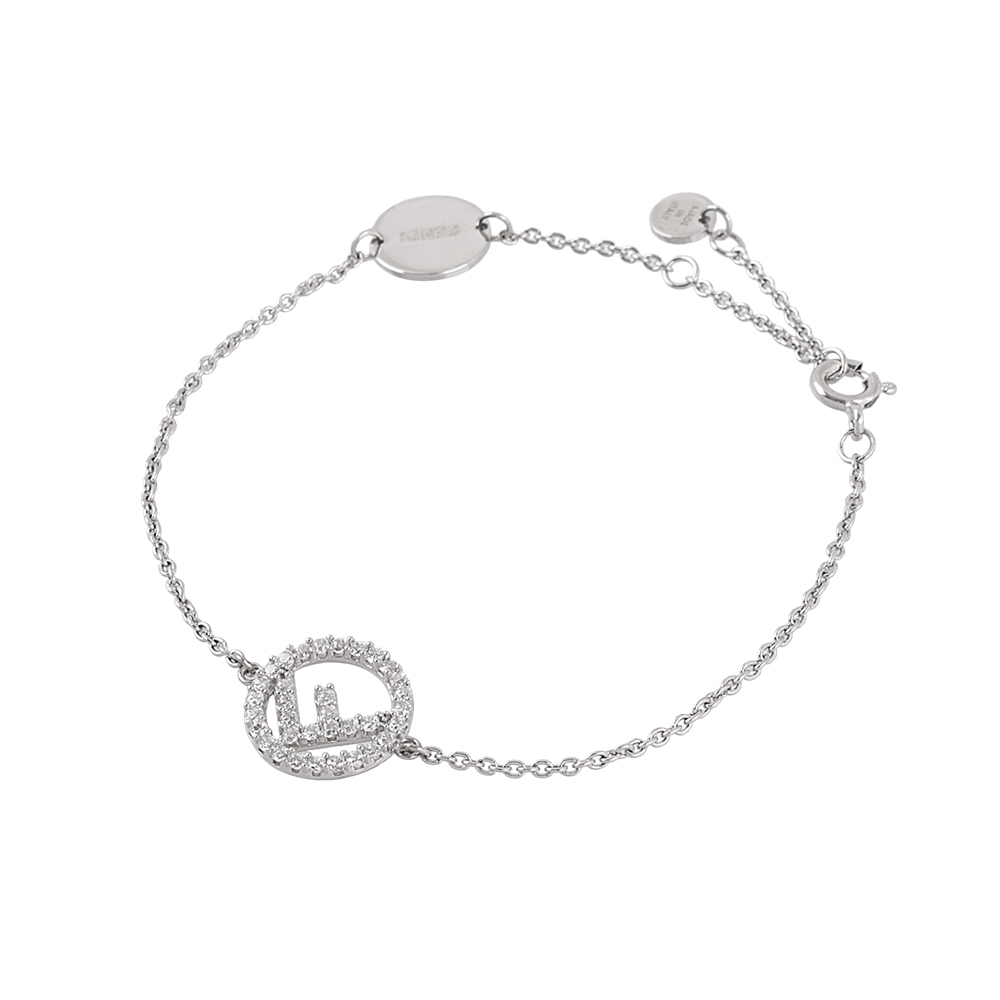 【FENDI】F Is Fendi 水鑽圓形標誌手鍊(銀色) 8AG7616DM F0GGH