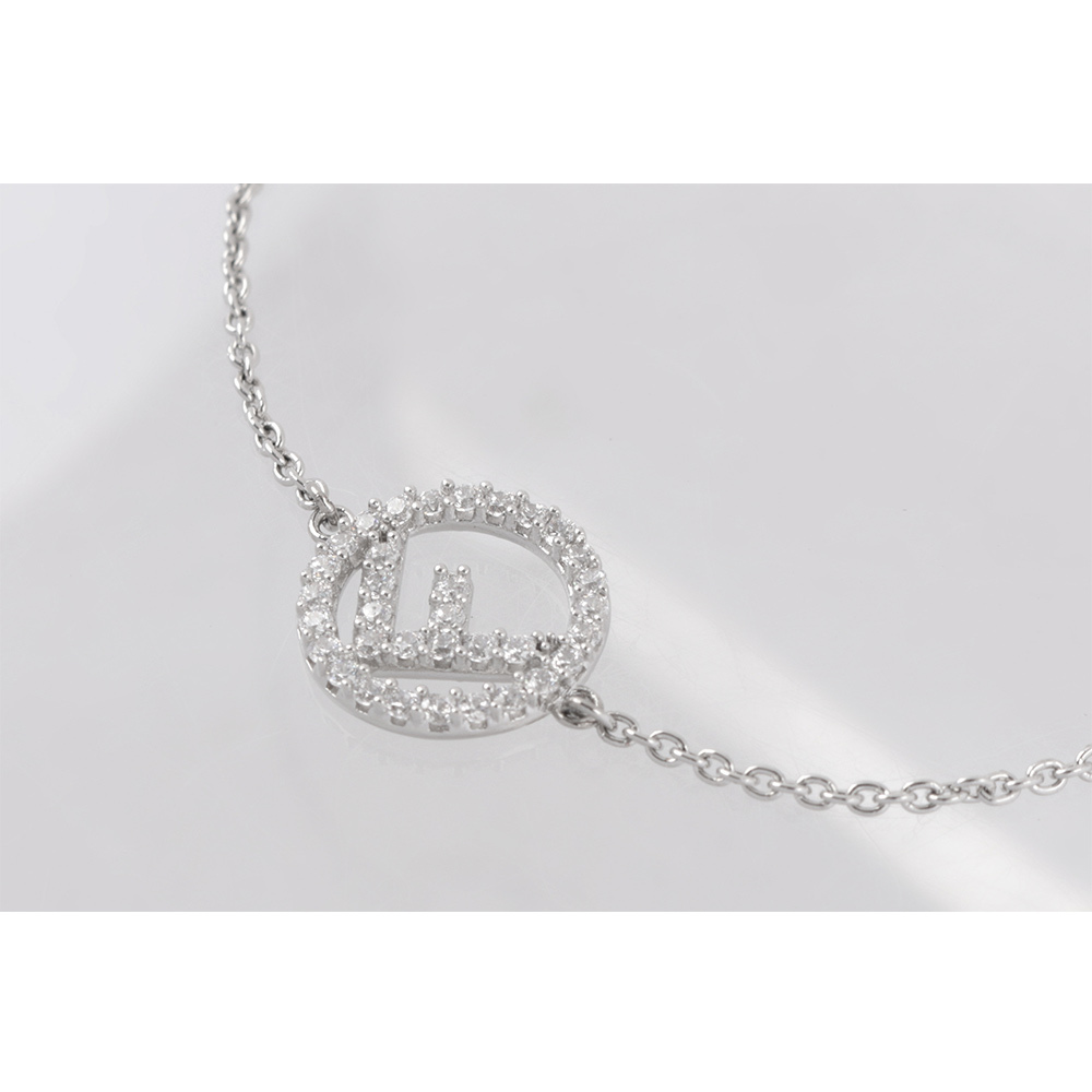 【FENDI】F Is Fendi 水鑽圓形標誌手鍊(銀色) 8AG7616DM F0GGH