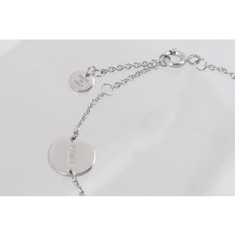 【FENDI】F Is Fendi 水鑽圓形標誌手鍊(銀色) 8AG7616DM F0GGH