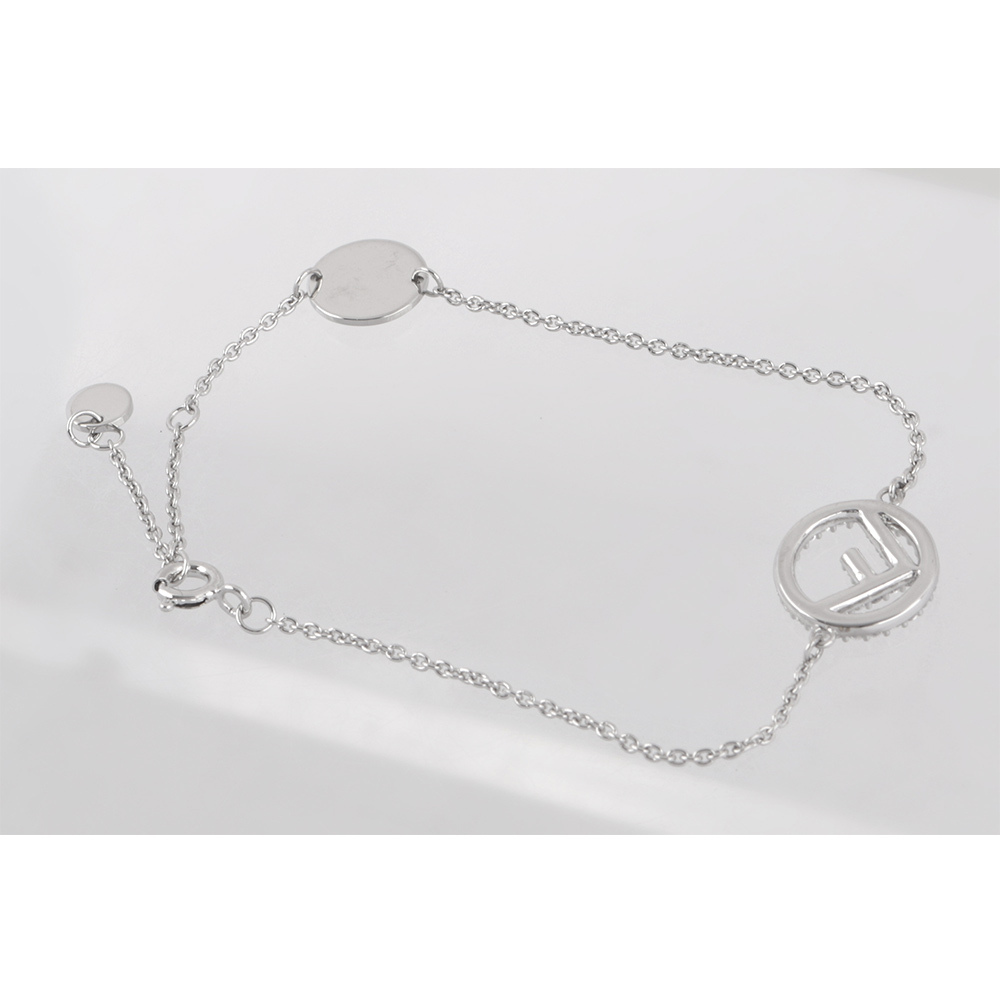 【FENDI】F Is Fendi 水鑽圓形標誌手鍊(銀色) 8AG7616DM F0GGH