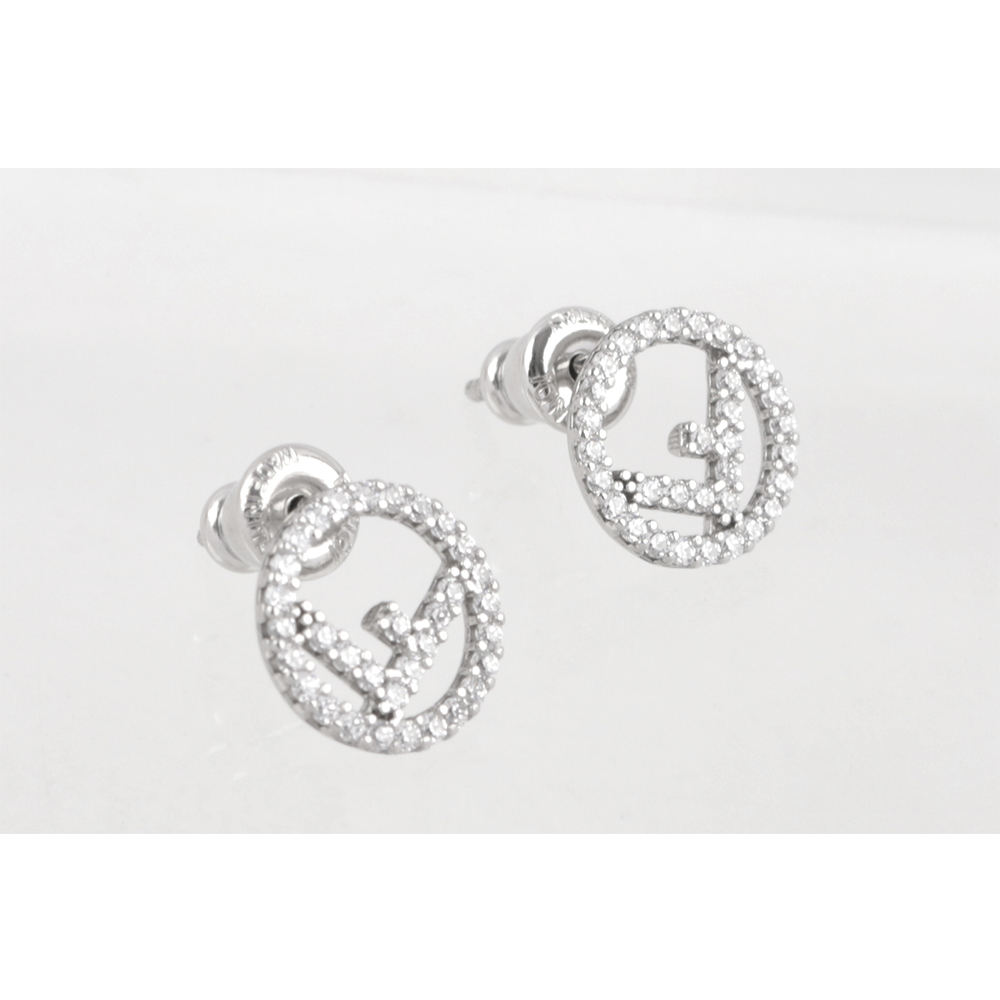 【FENDI】F Is Fendi 水鑽圓形標誌耳環(銀色) 8AG7386DM F0GGH