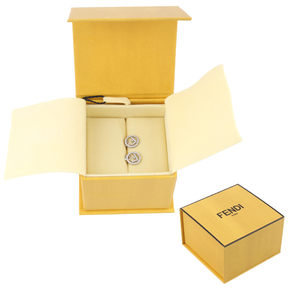 【FENDI】F Is Fendi 水鑽圓形標誌耳環(銀色) 8AG7386DM F0GGH