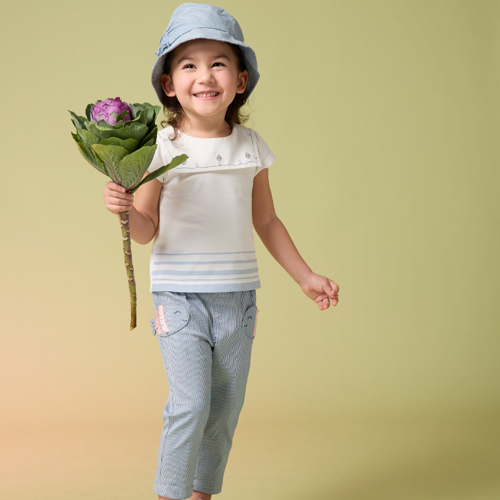 PIPPY快樂小魚兒休閒棉質長褲 藍