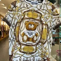 [S] MOSCHINO BIG TEDDY BEAR CHAIN PRINT T-SHIRT,MULTI, 222ET070255401003 (SM733)