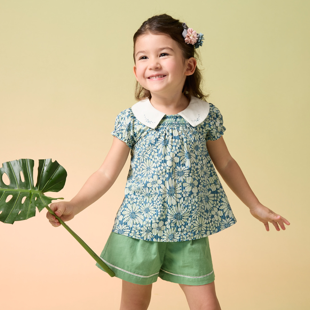 PIPPY百搭優雅鬆緊腰圍棉質褲裙 綠