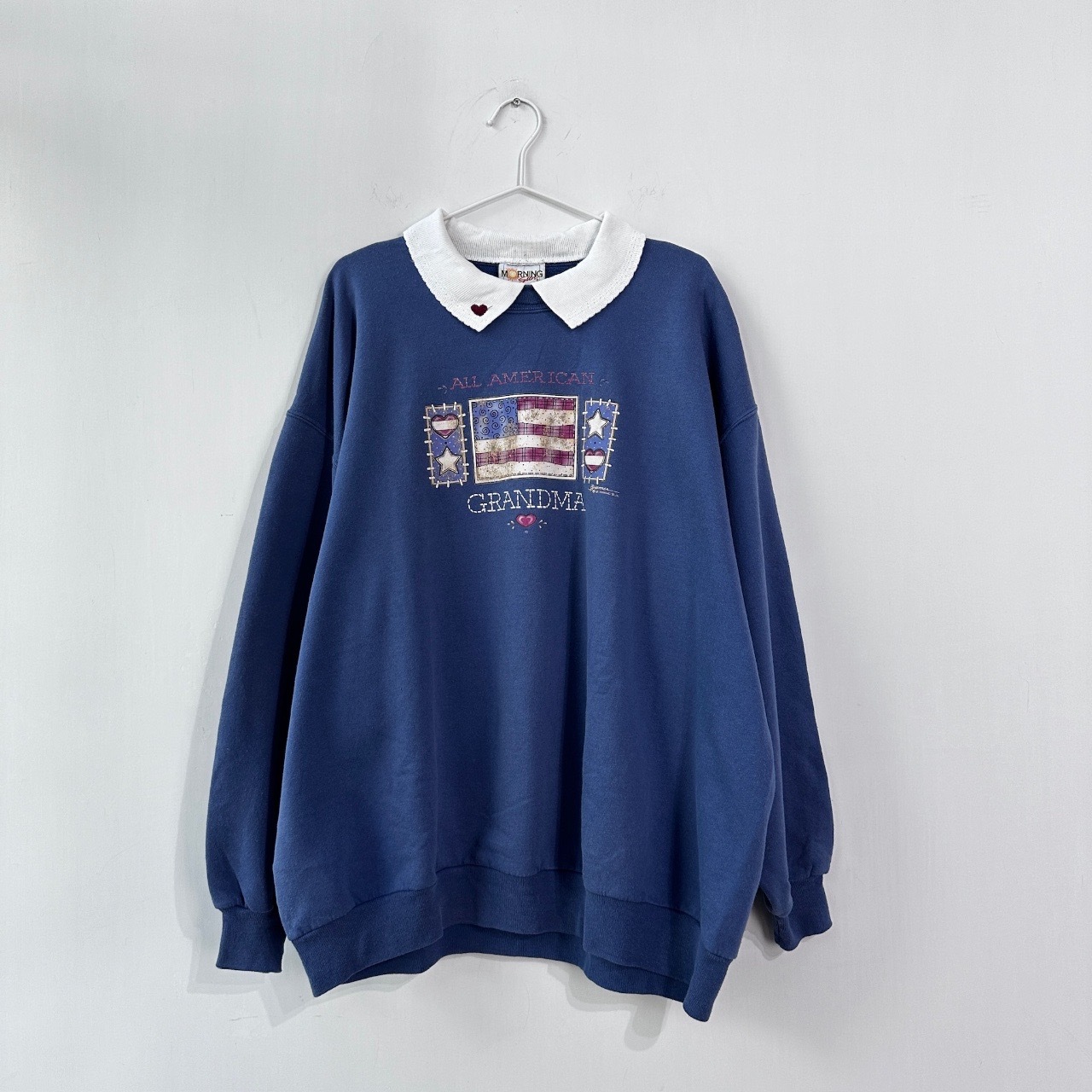 霧藍色祖母的愛古著衞衣