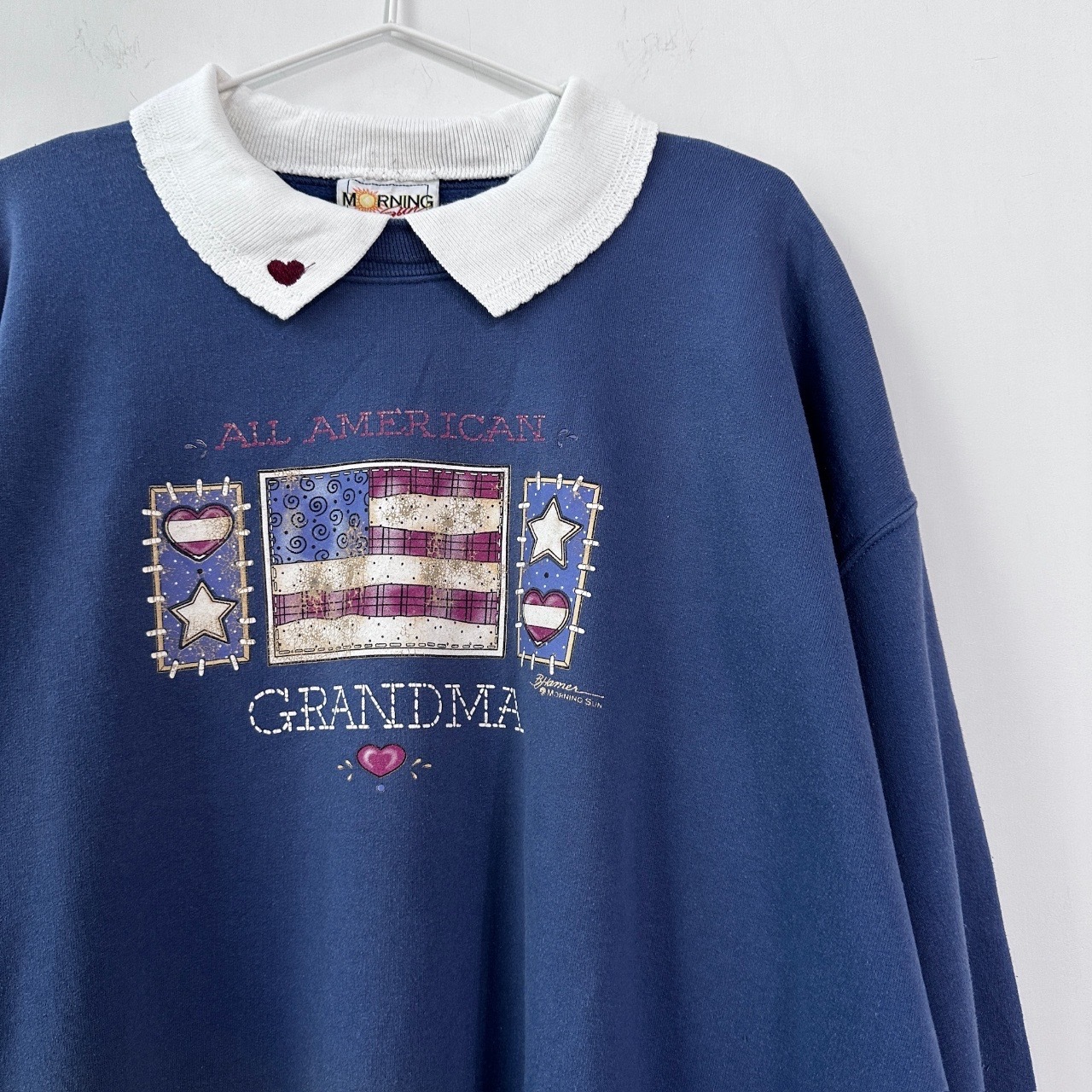 霧藍色祖母的愛古著衞衣