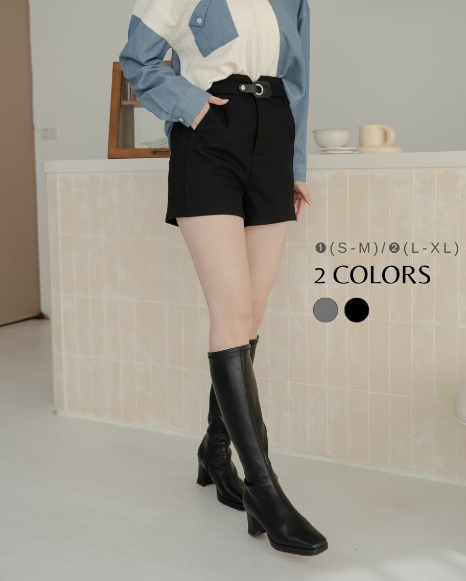 龐克皮帶扣短褲