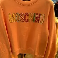 [S] MOSCHINO LOGO LETTERING EMBROIDERED FRONT SWEATSHIRT,PINK, 221DT171104284224 (SM741)