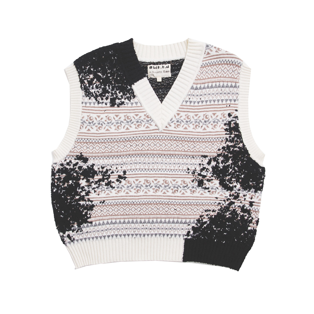 [Amanda Rose]  Spilled Black Ink Fair Isle Vest